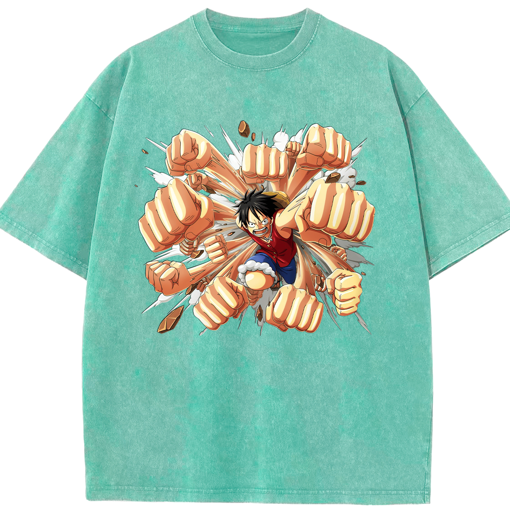 （画像用） ワンピース モンキー・D・ルフィ ONE PIECE Monkey D. Luffy 綿100% ヴィンテージ風 半袖Tシャツ（フロントプリント）